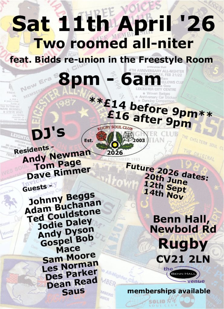 Rugby Soul Club 2 Roomed Allniter