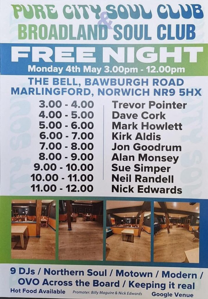 Pure City Soul Broadland Soul Club May Day All Dayer